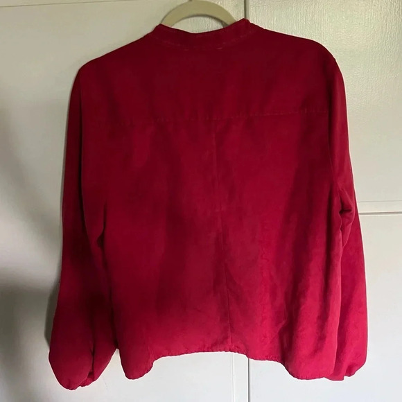 Marc New York Red Suede Balloon Sleeve Blouse Size Large - Picture 4 of 10